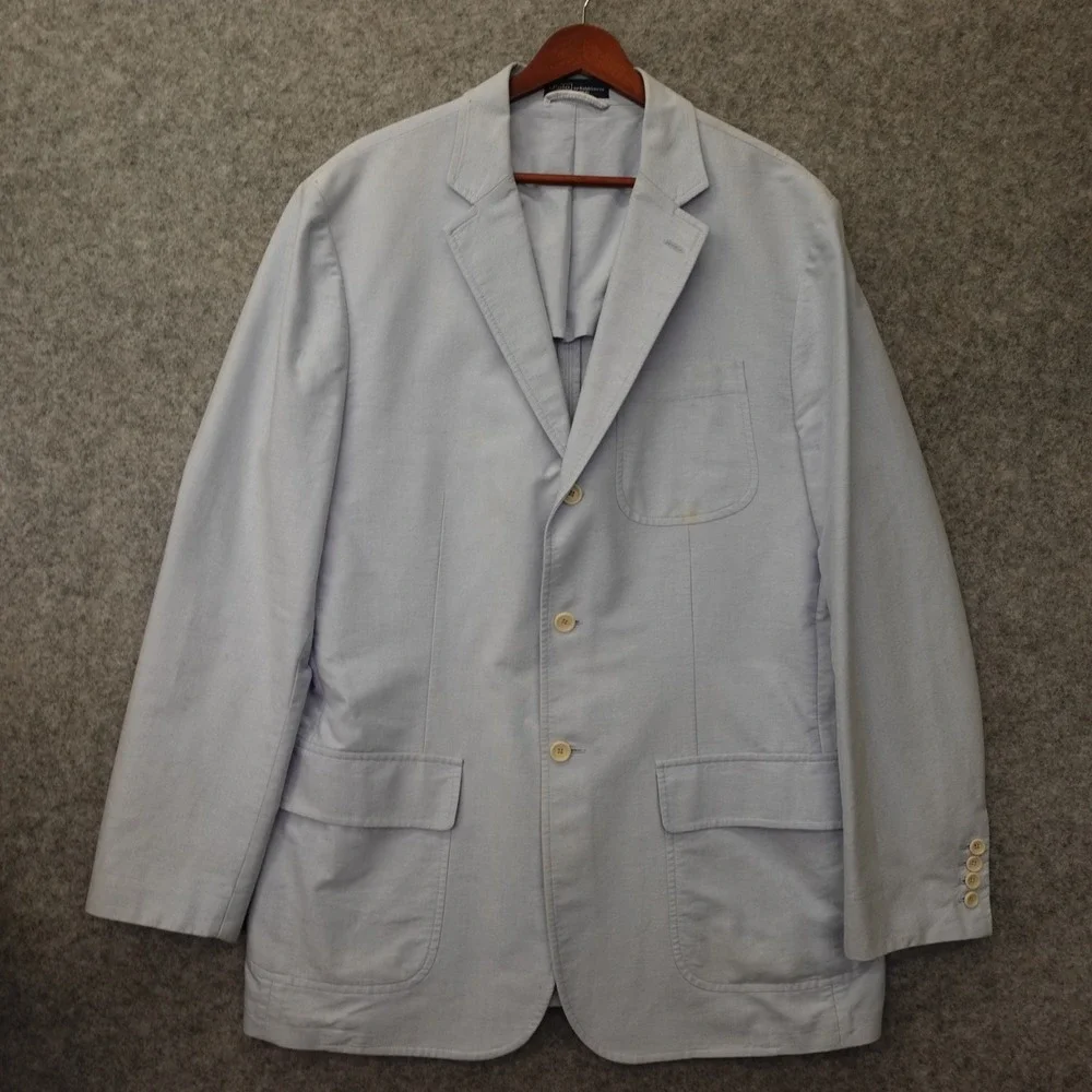 Polo Ralph Lauren Mens M 42R Light Blue Hopsack Sport Coat Summer‎ Blazer Jacket
